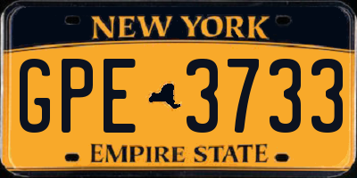 NY license plate GPE3733