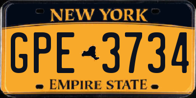 NY license plate GPE3734