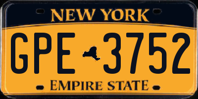 NY license plate GPE3752