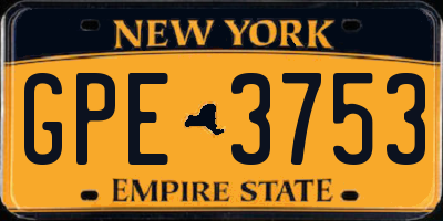 NY license plate GPE3753