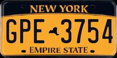 NY license plate GPE3754