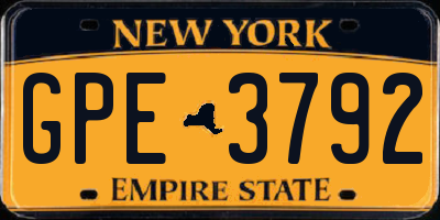 NY license plate GPE3792