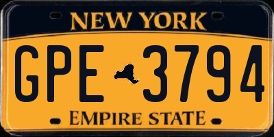 NY license plate GPE3794