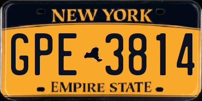 NY license plate GPE3814