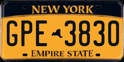 NY license plate GPE3830