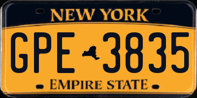 NY license plate GPE3835