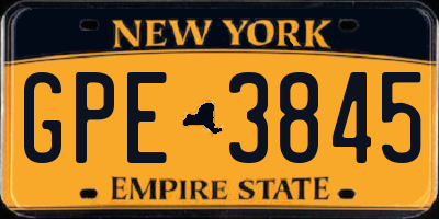 NY license plate GPE3845