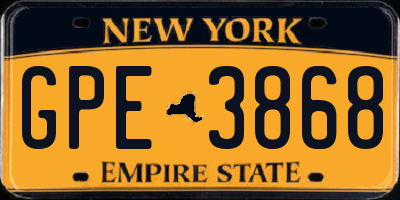 NY license plate GPE3868
