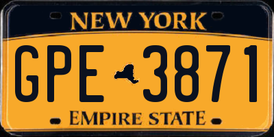 NY license plate GPE3871