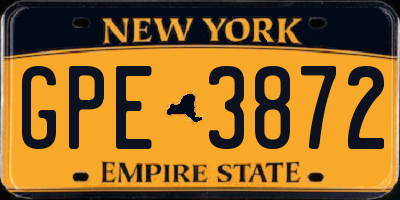 NY license plate GPE3872