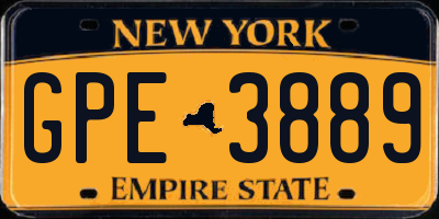 NY license plate GPE3889