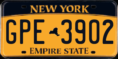 NY license plate GPE3902