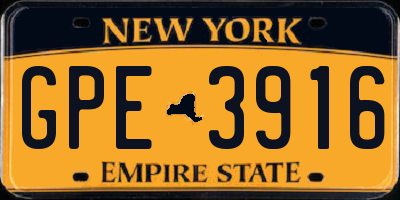 NY license plate GPE3916