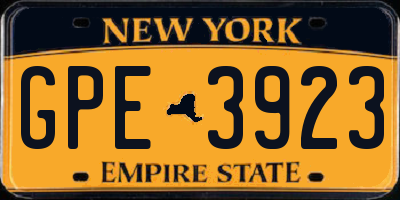NY license plate GPE3923