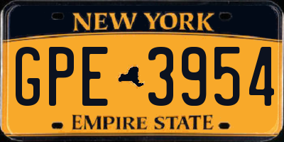 NY license plate GPE3954