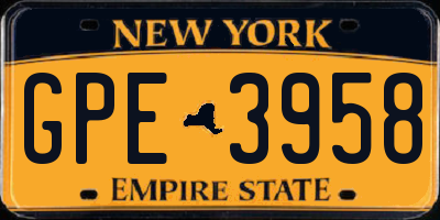 NY license plate GPE3958