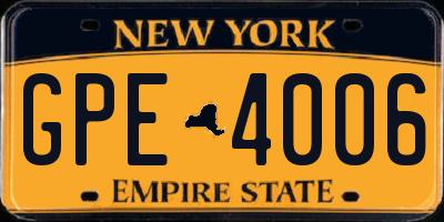 NY license plate GPE4006