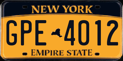 NY license plate GPE4012