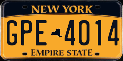 NY license plate GPE4014