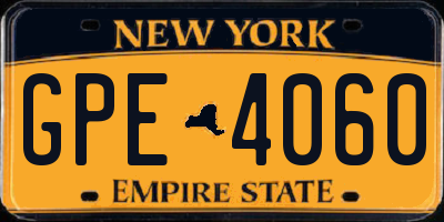 NY license plate GPE4060