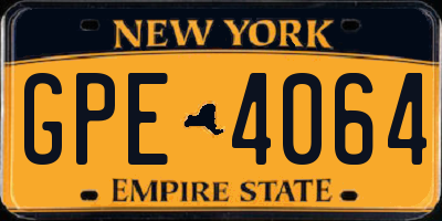 NY license plate GPE4064