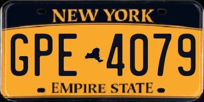 NY license plate GPE4079