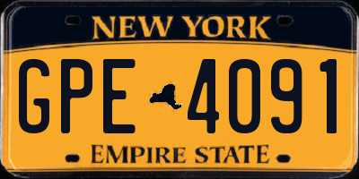 NY license plate GPE4091