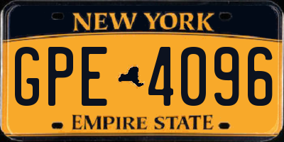 NY license plate GPE4096