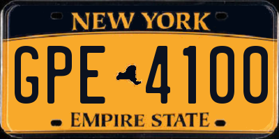NY license plate GPE4100
