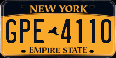 NY license plate GPE4110