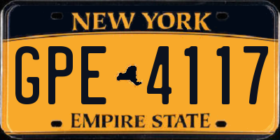 NY license plate GPE4117