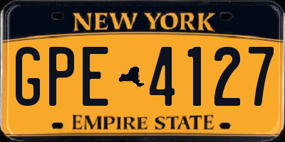 NY license plate GPE4127