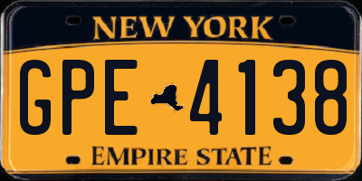 NY license plate GPE4138