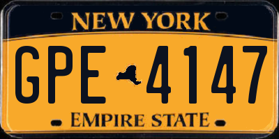 NY license plate GPE4147