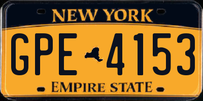 NY license plate GPE4153