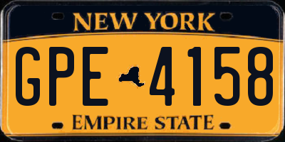 NY license plate GPE4158