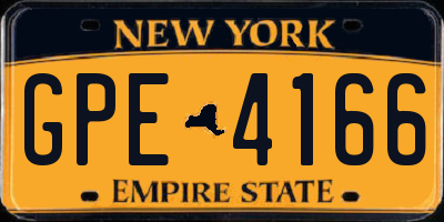 NY license plate GPE4166