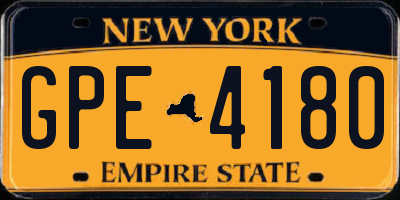 NY license plate GPE4180