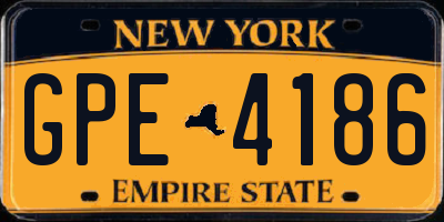 NY license plate GPE4186