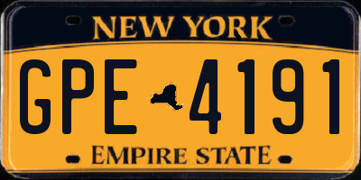NY license plate GPE4191