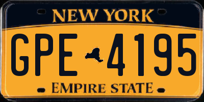 NY license plate GPE4195