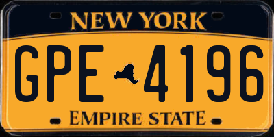 NY license plate GPE4196
