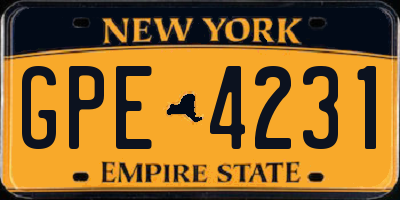 NY license plate GPE4231