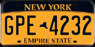 NY license plate GPE4232