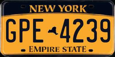 NY license plate GPE4239
