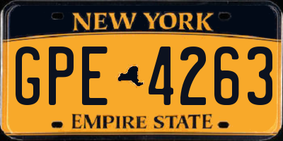 NY license plate GPE4263