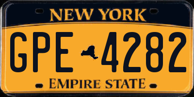 NY license plate GPE4282