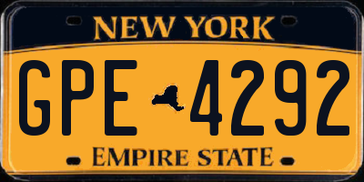 NY license plate GPE4292