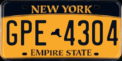 NY license plate GPE4304