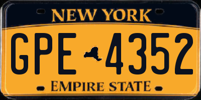 NY license plate GPE4352